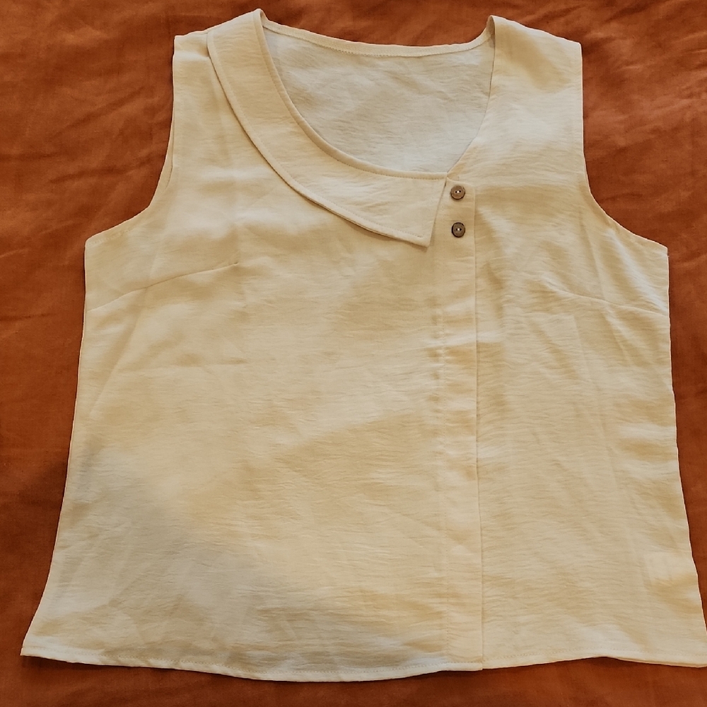 Cream Sleeveless Top